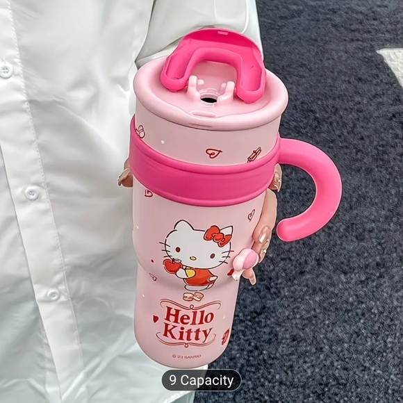 NWT! Hello Kitty Pink Insulated Tumbler With Straw 1200ml NEW - Picture 5 of 5
